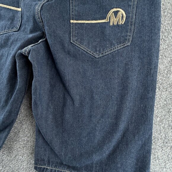 VTG Mecca Jean Shorts Jorts Denim Urban Dark Wash Cotton Y2K Adult ACTL 32X13 - Picture 4 of 16